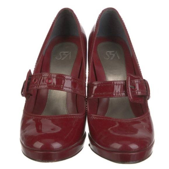 Saks Fifth Avenue Patent Leather Pumps Size 6.5 Dark Red - Picture 4 of 5